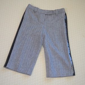 LOFT Grey Tweed Capri Pants - Sequin Tuxedo Stripe